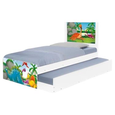 Imagem de Bicama Juvenil Com Cabeceira Adesivada Dinossauros No Lago