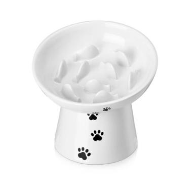Imagem de Taça de alimentação lenta de cerâmica Cat Feeder Y YHY, 15 cm, branca 