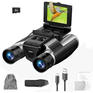 Imagem de Camonity Binóculos Digitais, Câmera, Display Lcd De 2,4", Fotos 12X48Mp, Vídeos 2.5K, Câmera Com Cartão 32 Gb, Para Observação Pássaros, Caça E Aventuras Ao Ar Livre (Dt40)