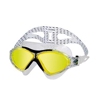 Imagem de Óculos de Natação Tipo Máscara, Speedo, Omega, Proteção UV e Antifog, SoftFrame, Vedação G - Preto Amarelo