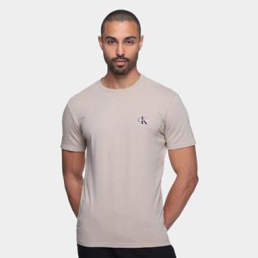 Imagem de Camiseta Calvin Klein Reissue Masculino, Bege, P