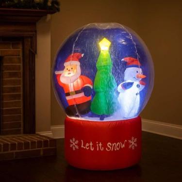 Imagem de Globo Inflável Papai Noel na Neve com Boneco Natal 1,2m - Dl Festa