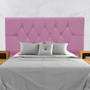 Imagem de Cabeceira Solteiro Cama Box Estofada 90 Cm Suede Lisboa Rosa - Black H