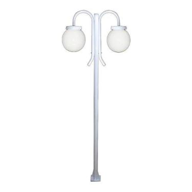 Imagem de Poste Luminária Globo G Duplo Braço Curvo Baixo Estilo na cor Branco 2