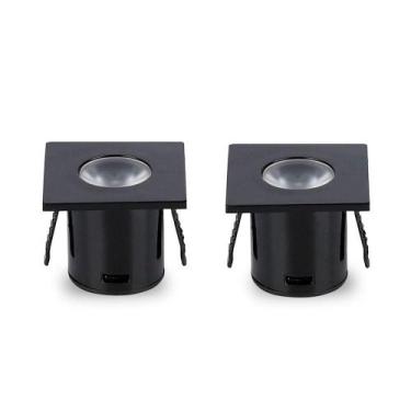 Imagem de Kit 2 Spot Para Móvel Taschibra Pik Led Quadrado Preto Bivolt 6500k Lu