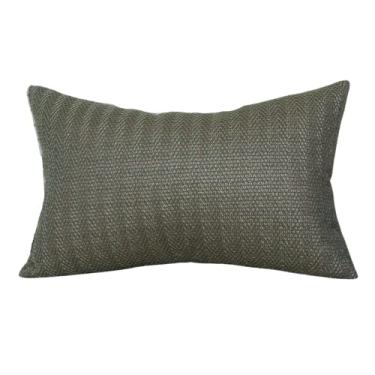 Imagem de Almofada Bordada em Linho Geométrico Verde Musgo Retangular