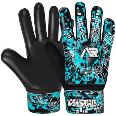 Imagem de Arsh Sports Luvas de goleiro de futebol, luvas de goleiro de futebol para crianças, meninos, jovens, crianças, proteção dupla de pulso ao longo da palma de 4 mm (azul-ciano, tamanho 3, adequado para 5