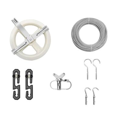 Imagem de YWJLQH Kit de varal para áreas externas com cabo de aço de 150 pés, divisores de varal tipo S para quintal