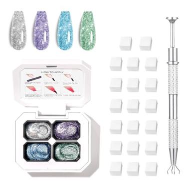 Imagem de Conjunto de 4 cores de esmalte de gel ombré, gel de pintura gradiente com 20 peças de esponjas de unhas para arte de unhas, faça você mesmo, pode ser pintado em salão ou uso doméstico (k2)