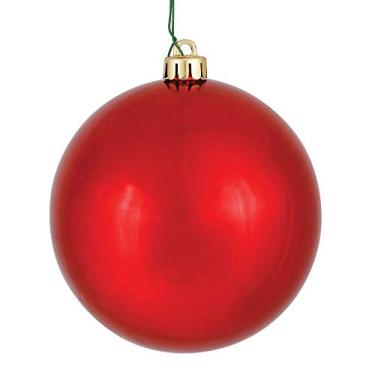 Imagem de Vickerman Ornamentos de bola brilhante de Natal inquebráveis, 32 por caixa, 7,6 cm, vermelho