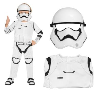 Imagem de Hqroidd Fantasia Storm Trooper Máscara infantil conjunto completo de capacete, roupas de império, acessórios de Halloween, Branco, M