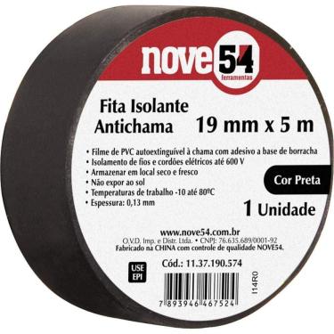 Imagem de Fita Isolante 19 Mm X 5 M Preta - Nove54