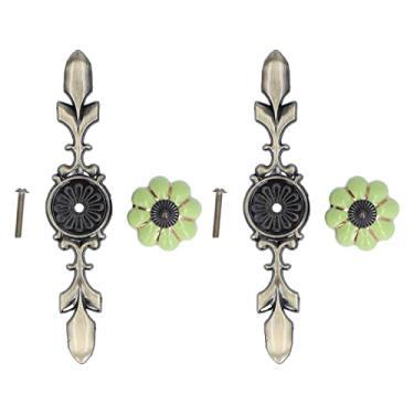 Imagem de Puxadores de gaveta de abóbora pintados à mão estilo pastoral chinês alça de armário de cerâmica para decoração de casa, conjunto de 2 (nº 4)