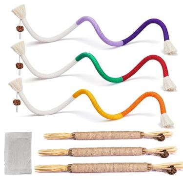 Imagem de Shizhoo Corda para mastigar gatos – Pacote com 6 brinquedos para mastigar gatos para limpeza de dentes, brinquedos interativos para dentição de gatinhos com bastão Silvervine para transferir