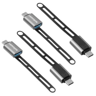 Imagem de Adaptador USB C 3.1 para USB 3.0, pacote com 4, conversor extensor USB fêmea portátil para USB C macho, com chaveiro, suporta carregamento rápido e transferência de dados de 5 Gbps para iPhone série