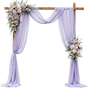 Imagem de Jevix Tecido drapeado para arco de casamento 73,7 cm x 18 FT lavanda chiffon transparente cortina drapeado para decoração de cerimônia de festa de aniversário de casamento (1 painel, 73,7 cm x 18 pés