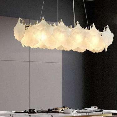 Imagem de Lustre De Arte Moderna, Lustre De Folha De Ginkgo De Vidro Criativo, Lustre De Vidro De Luxo Simples E Leve Para Sala De Estar Sala De Jantar Quarto, oval 80CM