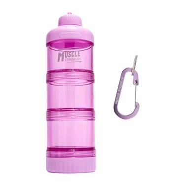 Imagem de predolo Recipiente de proteína em pó com dispensador de proteína Recipiente para alimentos para academia de ginástica e esportes, Rosa