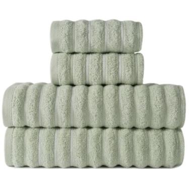 Imagem de Jogo de Toalhas 4 Peças 2 Banho e 2 Rosto 100 Algodão e Alta Absorção 