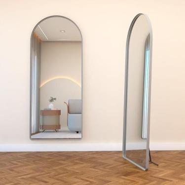 Imagem de Espelho Oval Grande com Base Reta 150x60 Suporte de Chão Corpo Inteiro