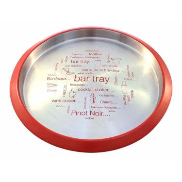 Imagem de Bandeja De Inox Estampada Para Servir Drinks E Bebidas 35Cm 