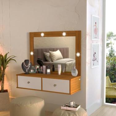 Imagem de Penteadeira Com Espelho e Luz Estilo Suspenso 2 Gavetas - Casa Roma, F