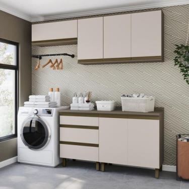Imagem de Lavanderia Modulada 4 Peças com Tampo Aurora Espresso Móveis