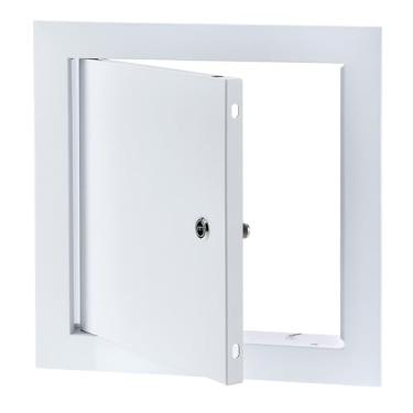 Imagem de QWORK Painel de acesso de liga de alumínio 20 x 20 cm – Porta do eixo de serviço com trava de chave de fenda para drywall e teto, branco