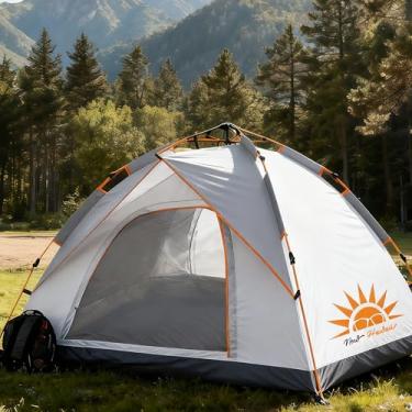 Imagem de Barraca de Camping Automática 2 Pessoas,Impermeável com Proteção UV e Resistente a Chuva e Vento (Branco)