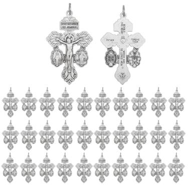 Imagem de DELORIGIN 60 peças crucifixo para confecção de terços, rosário de 5,5 cm, medalhas, rosários, crucifixo de perdão, La Cruz del Perdon Catolica, pingentes de cruz, crucifixo de perdão para rosários