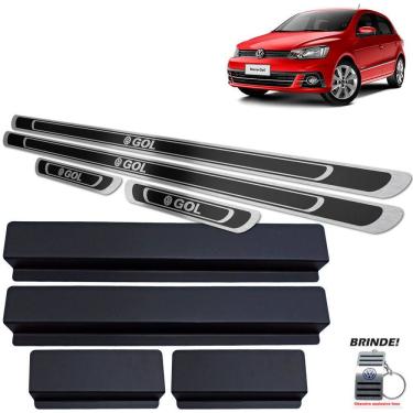 Imagem de Soleiras Aço Inox Preto Alto Relevo Gol G6 G7 2012 A 2020