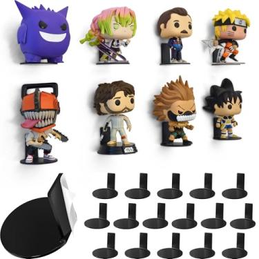 Imagem de Modern JP Prateleira de exibição adesiva para bonecos Funko Pop (pacote com 16) – Suporte de boneco de ação – Fácil instalação de adesivo – Preto