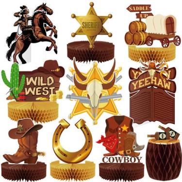 Imagem de Decorações de festa Bluegogo Western Cowboy Centerpieces x10