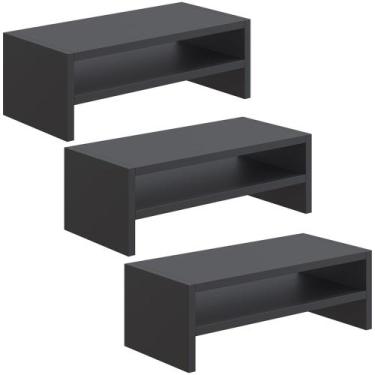 Imagem de Kit 03 Suportes Para Monitor Stand Home Office Lap 63 cm L03 Preto - L