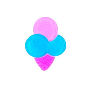 Imagem de Mordedor de Silicone Infantil para Bebê Refriável Sorvete Rosa com Azul - Unik Toys