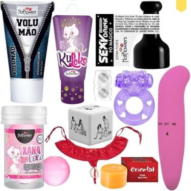 Imagem de Kit Erótico Vibrador Ponto G Golfinho + Gel Xana Loka + Dado