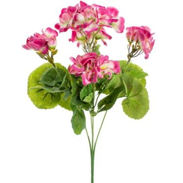 Imagem de 5 peças de flores artificiais, begônia, buquê de casamento, decoração de bonsai para casa, sala de estar, jardim ao ar livre, faça você mesmo (5 peças/rosa vermelha)