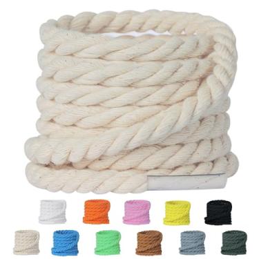 Imagem de Olukssck 2 pares de cadarços de corda grossa para tênis, cadarços grossos redondos para homens e mulheres, Creme (2 pares), 55inch(140cm)