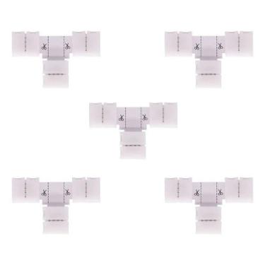 Imagem de Kit 5 Conector T Fita Led Emenda Rápida 10mm 4 Vias Rgb 5050