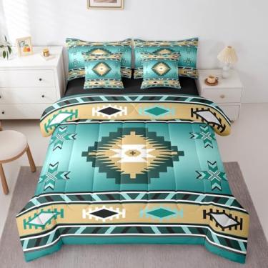 Imagem de Erosebridal Conjunto de edredom Southwest Native 7 peças, cama de solteiro em uma bolsa, conjunto de cama geométrica do sudoeste para adolescentes, jogo de cama tribal com estampa de diamante étnico