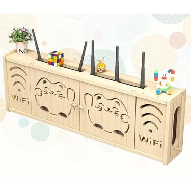 Imagem de Prateleira de roteador montada na parede, caixa de armazenamento de roteador Wifi de madeira, caixa de armazenamento WiFi montada na parede, B-71 x 24 cm