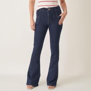 Imagem de Calça Jeans Flare Cintura Alta com Pences e Bolsinho - Bloom, Jeans st
