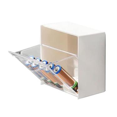 Imagem de LiebeWH Caixa de Armazenamento Fixada na Parede da Garra, Organizador Plástico das Almofadas do Suporte do Cotonete de Algodão Design Conveniente Montado na Parede para Bolas Faixa de Borracha Fio