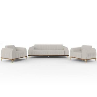 Imagem de Kit Sofá 3 Lugares 210Cm Com 2 Poltronas Molino Cru C-443 - LYAM DECOR