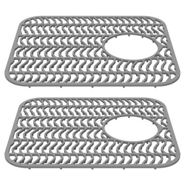 Imagem de 2 peças de protetor de pia de silicone, acessório de grade de tapetes de pia de cozinha, tapete antiderrapante dobrável resistente ao calor para parte inferior da casa de fazenda porcelana de aço