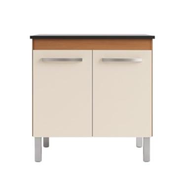 Imagem de Balcão Para Cozinha Cooktop 4 e 5 Bocas com 2 Portas Compacto Armario Balcão Resistente Jade (Off-white/Savana 5 Bocas)