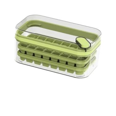 Imagem de Forma De Gelo Silicone, Com Tampa E Fundo RíGidos E FlexíVeis, 14 Cubos RetâNgulos(VERDE,2 FORMAS)