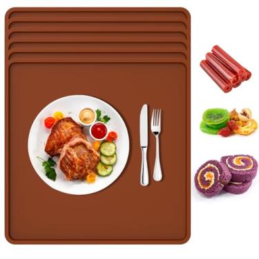 Imagem de 6 peças de folhas de desidratador de silicone com borda tapetes de desidratador de silicone antiaderentes multiuso para biscoitos de carne de frutas secas de tacos (35 x 35 cm/13,77 x 13,77 polegadas)