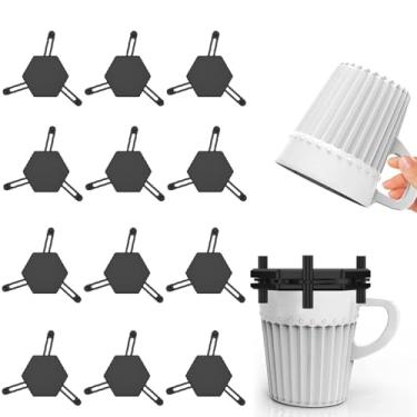 Imagem de Organizador de copos de café empilhável com 12 peças – Armazenamento de cozinha antiderrapante para armário e canecas de chá/café