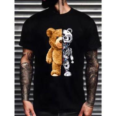 Imagem de Camiseta Masculina urso robo Camisa Estampada T-shirt style camisa - l